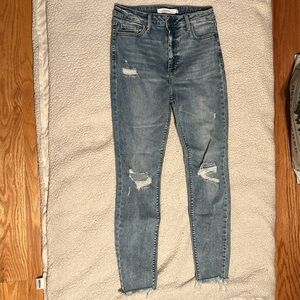 Hidden Distressed High Waist Ankle Skinny Jeans - 28